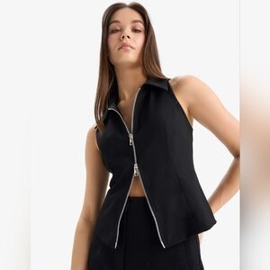 Belldini Black Two-way Zipper Vest